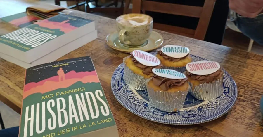 Plate of cake and a book promotion